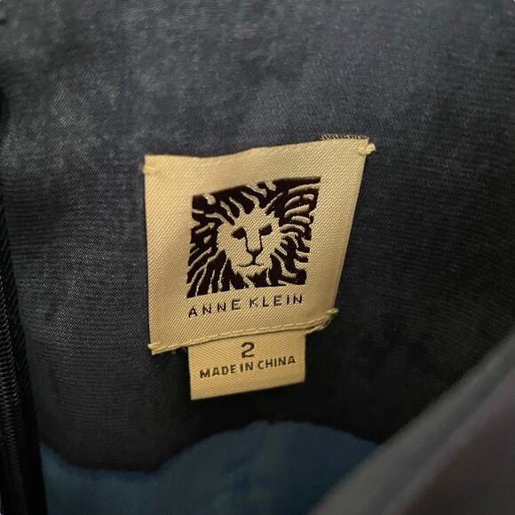 Anne Klein Women’s Blue & Green Sheath Dress With Belt Sleeveless Lined 2 - Picture 4 of 8